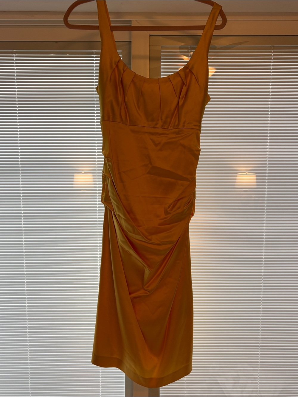 Suzi Chin for Maggy Boutique Golden Yellow Ruched Midi Dress